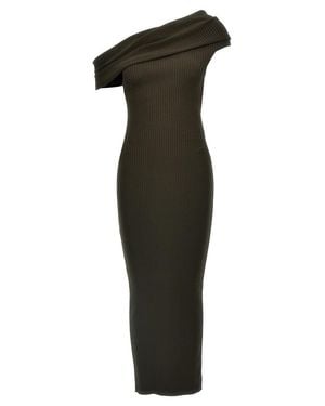 Courreges Twist Rib Knit Long' Dress - Black