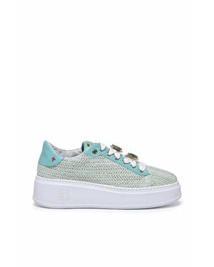GIO+ Aqua Leather Wedge Sneakers - Blue