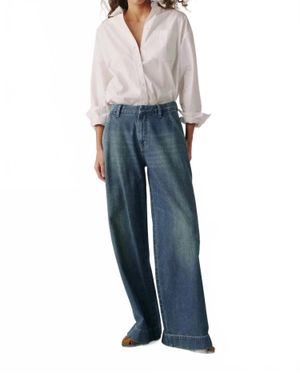 Warp & Weft Venetian Wide Leg Trouser - Blue