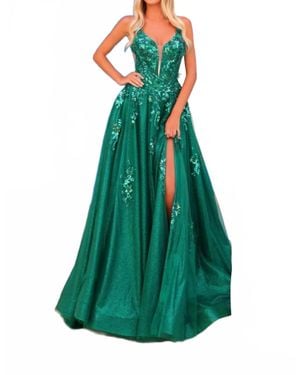 Amarra Sequin A-Line Gown - Green