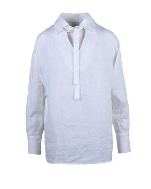 Eleventy Gauzed Linen Blouse - Blue