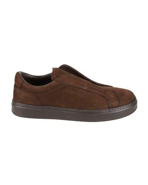 Hogan H668 Smooth Calf Leather Slip-On Sneakers - Brown