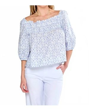 Sara Campbell Felicity Square Neck Blouse - Blue