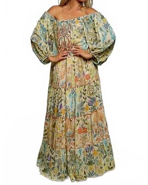 Pol Shayla Boho Tiered Floral Maxi Dress - Green