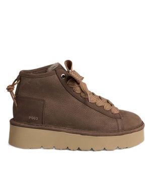 Pànchic Mid-Top Nubuck Leather Sneakers With Textured Laces - Brown