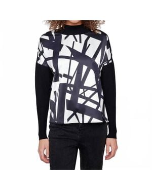 Charlie b Printed Satin Knit Sleeve Top - Blue