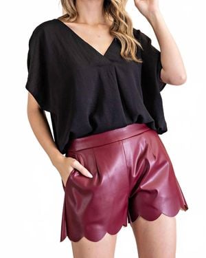 Eesome Monica Short Sleeve V-Neck Blouse Top - Black