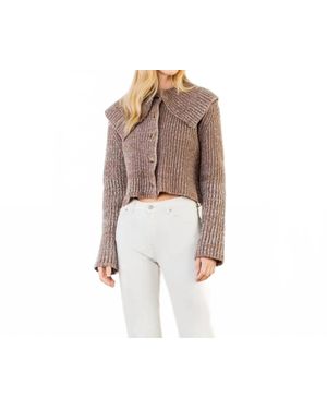 Thml Cropped Knitted Collar Cardigan - Brown
