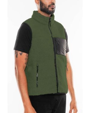 TRUEDAMES Padded Sherpa Fleece Vest - Green