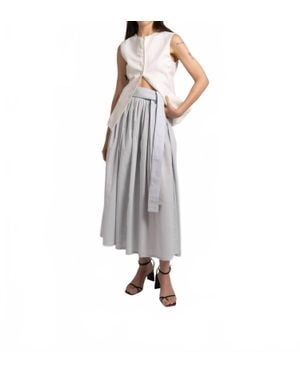 Sloan Cotton Voile Belted Midi Skirt - Multicolor