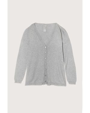 Private 0204 Cotton V-Neck Cardigan - Gray
