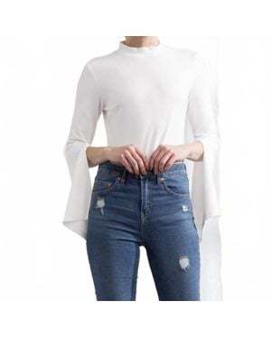 Lena® Marilyn Open Flare Sleeve Bodysuit - Blue