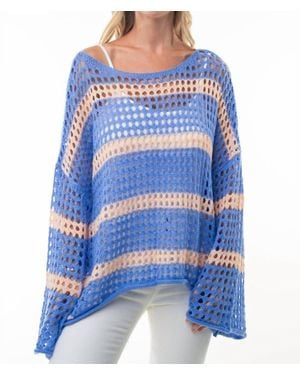 White Birch Long Sleeve Striped Knit Top - Blue