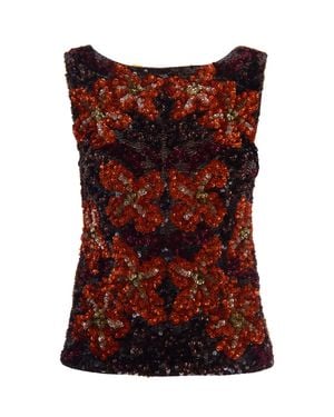 P.A.R.O.S.H. Sequin Sleeveless Top - Red