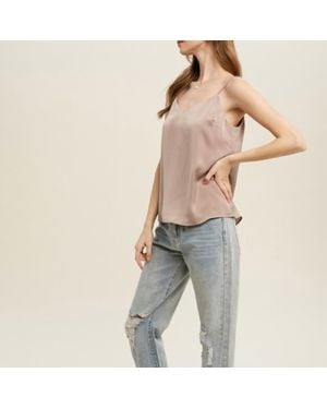 Wishlist Satin V-Neck Cami - Natural