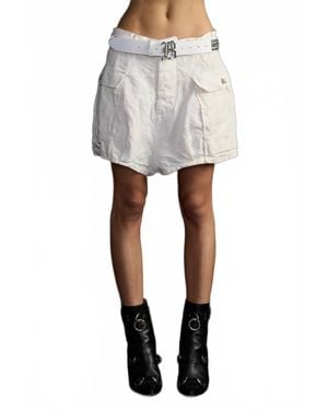 R13 Bubble Crinkle Linen Skort - White
