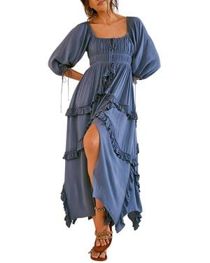 Vincent 3/4-Sleeve Maxi Dress - Blue