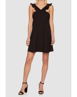 Susana Monaco Ruffle V Strap Trapeze Mini Dress - Black