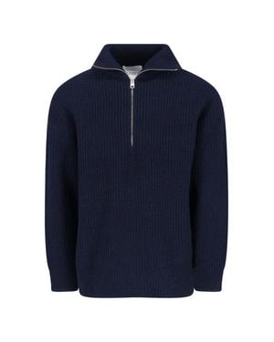 Closed Simple Design Round Neck Sweater - Blue