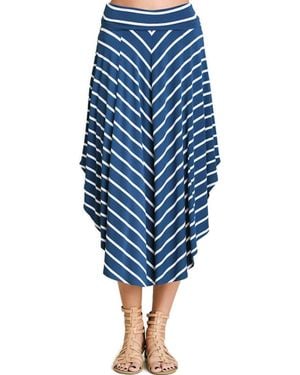 Umgee Bohemian Striped Midi Skirt - Blue