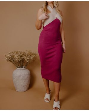 Lush Knit Halter Dress - Red
