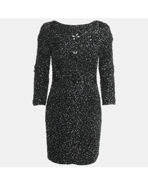 Armani Collezioni Embellished Crepe Mini Dress - Black