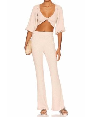 PQ Swim Jemma Twist Front Crop Top And Flared Pants Set - Natural
