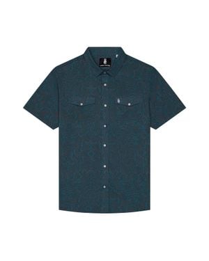 Raised by Coyotes Cowboy Threads Pearl Snap Shirt - Blue