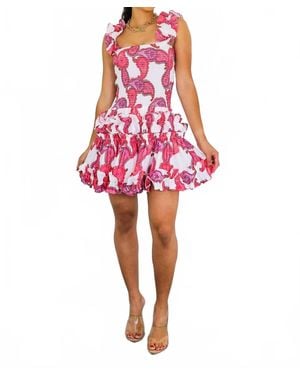 SurelyMine Flower Me All Day Ruffle Mini Dress - Red