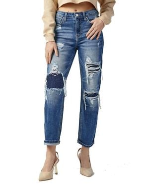 Risen High Rise Dark Straight Jean - Blue