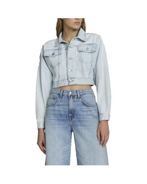 7 For All Mankind Crop Denim Trucker Jacket - Blue