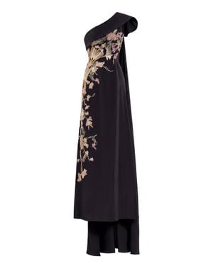Saiid Kobeisy One Shoulder Embroidered Crepe Dress - Blue