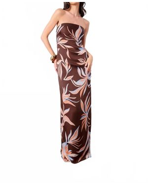 Rococo Sand Fern Ruched Maxi Dress - Red