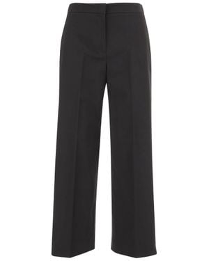 Ql2 Tailored Wide-Leg Pants With Elastic Waistband - Black
