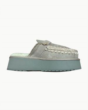 Mou Platform Suede Clog - Green