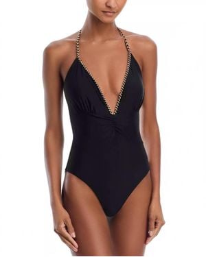 Ramy Brook Madison Plunging Neck Swimsuit - Blue