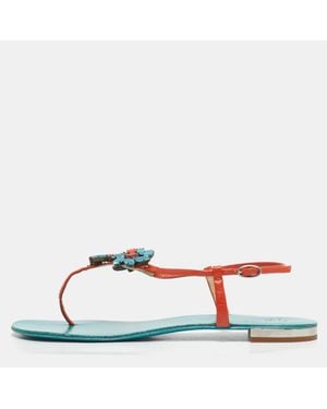 Giuseppe Zanotti Leather Crystal Embellished Slingback Sandals - White