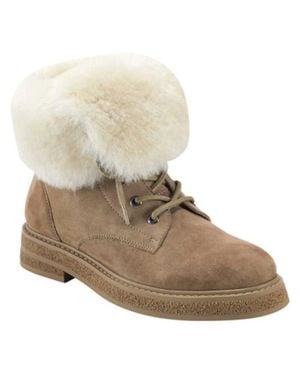 Aerosoles Scoccia Snow Boots Tan Suede Faux Shearling Ankle Gal1112 - Natural