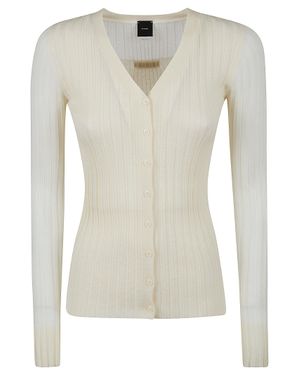 Pinko Ribbed Slim-Fit Cardigan - Natural