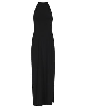 Norma Kamali Halter Open-Back Side-Slit Polyester Dress - Black