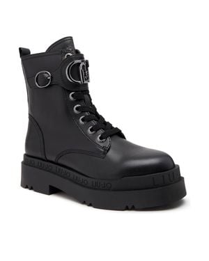 Liu Jo Love 40 Leather Chunky Sole Boots - Black