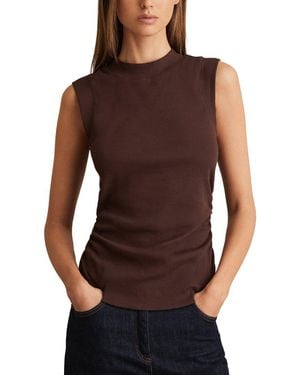 Reiss Trudy Ruched Ribbed Vest - Purple