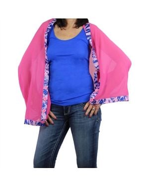 Magic Scarf Origami Trim Button Shawl Shrug Wrap - Blue