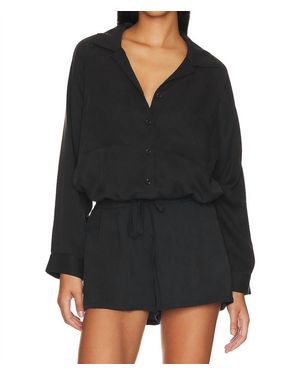 LNA Drawstring Button Up Shirt - Black