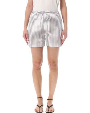Loulou de Saison Lory Striped Cotton Poplin Shorts - Gray