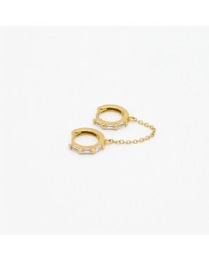 Au79 St Moritz Double Huggie With Chain Earrings - Metallic