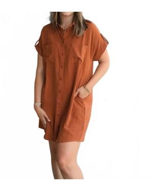 She + Sky Safari Shirt Dress - Brown