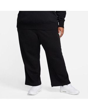 Nike Sportswear Club Fleece Sweatpants Mid-Rise Wide Leg Fts395 - Black