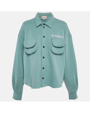 Natasha Zinko Cotton Blend Knit Button Front Jacket - Green