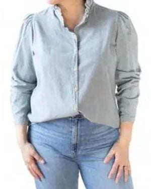 A SHIRT THING Peggy Denim Button Down Shirt - Blue